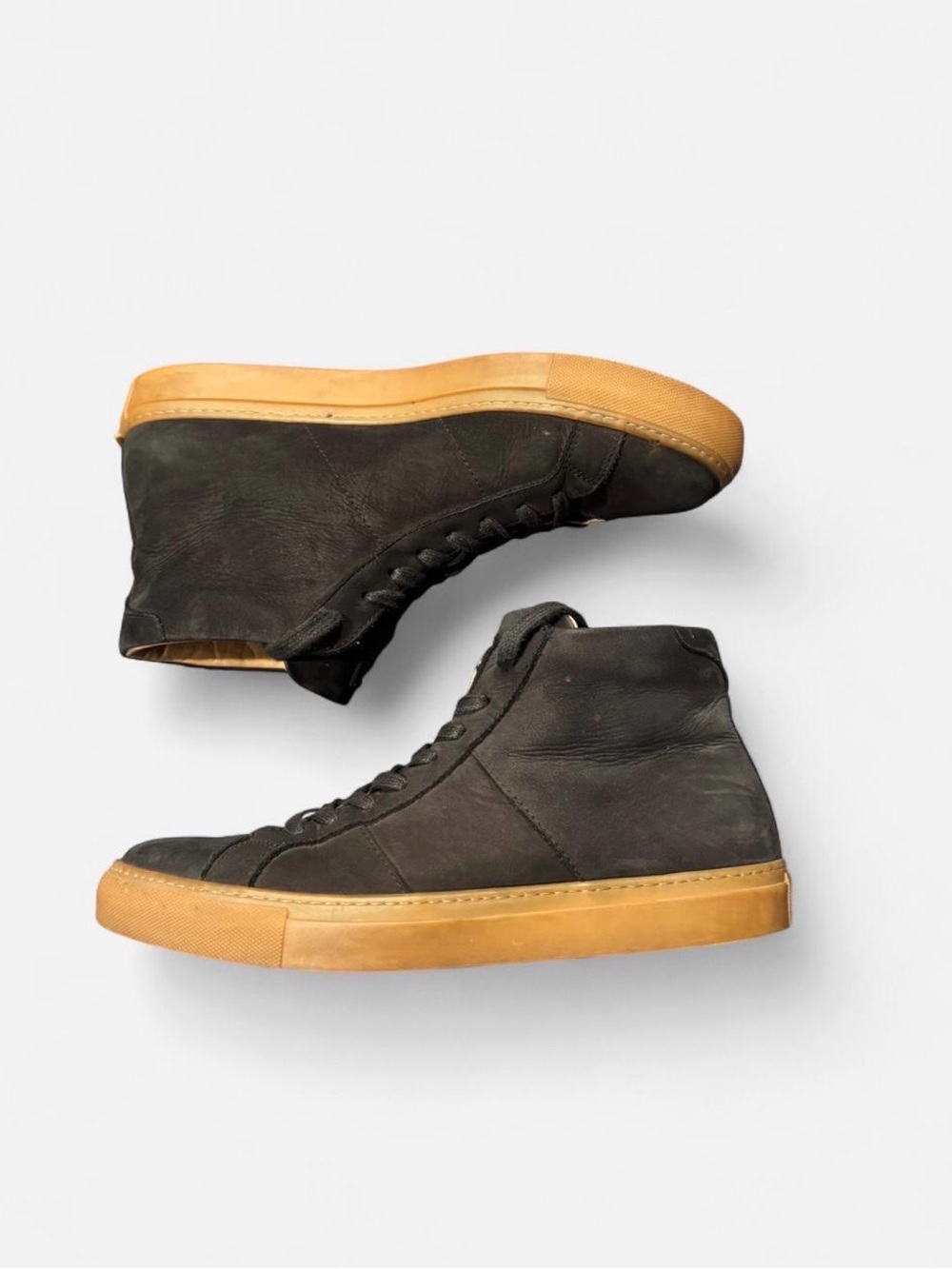 Men's High-Top Suede Sneakers in Black with Gum Sole